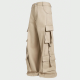 Khaki Multi-Pocket Cargo Wide-Leg Pants