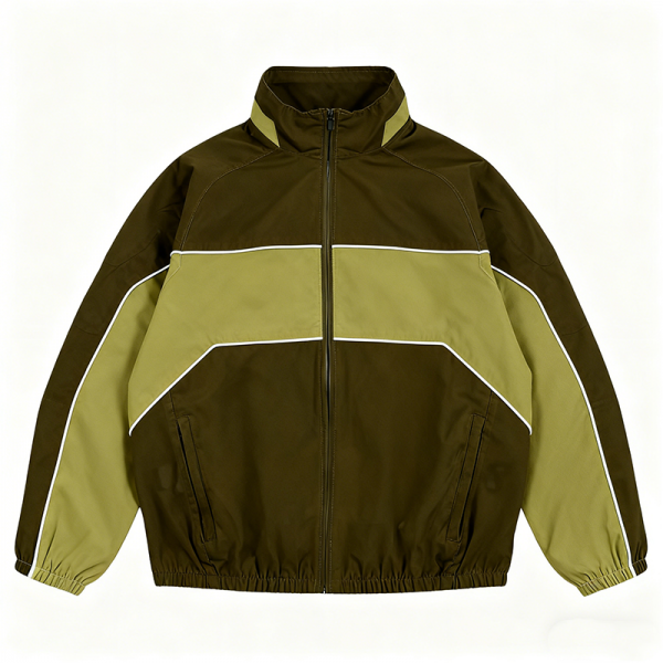 Dark Brown & Khaki Paneled Track Jacket