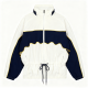 Cream & Navy Drawstring-Waist Track Jacket