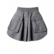 Gray Elastic-Waist Zip-Pocket Utility Mini Skirt
