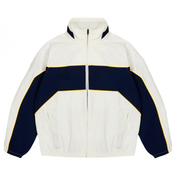 Cream & Navy Blocked Track Jacket with Yellow Piping
