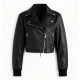 Black Cropped Leather Moto Jacket