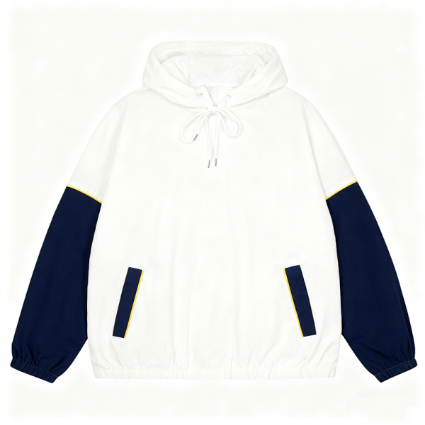 Cream & Navy Hooded Track Jacket