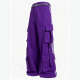 Purple Striped Multi-Pocket Cargo Wide-Leg Pants